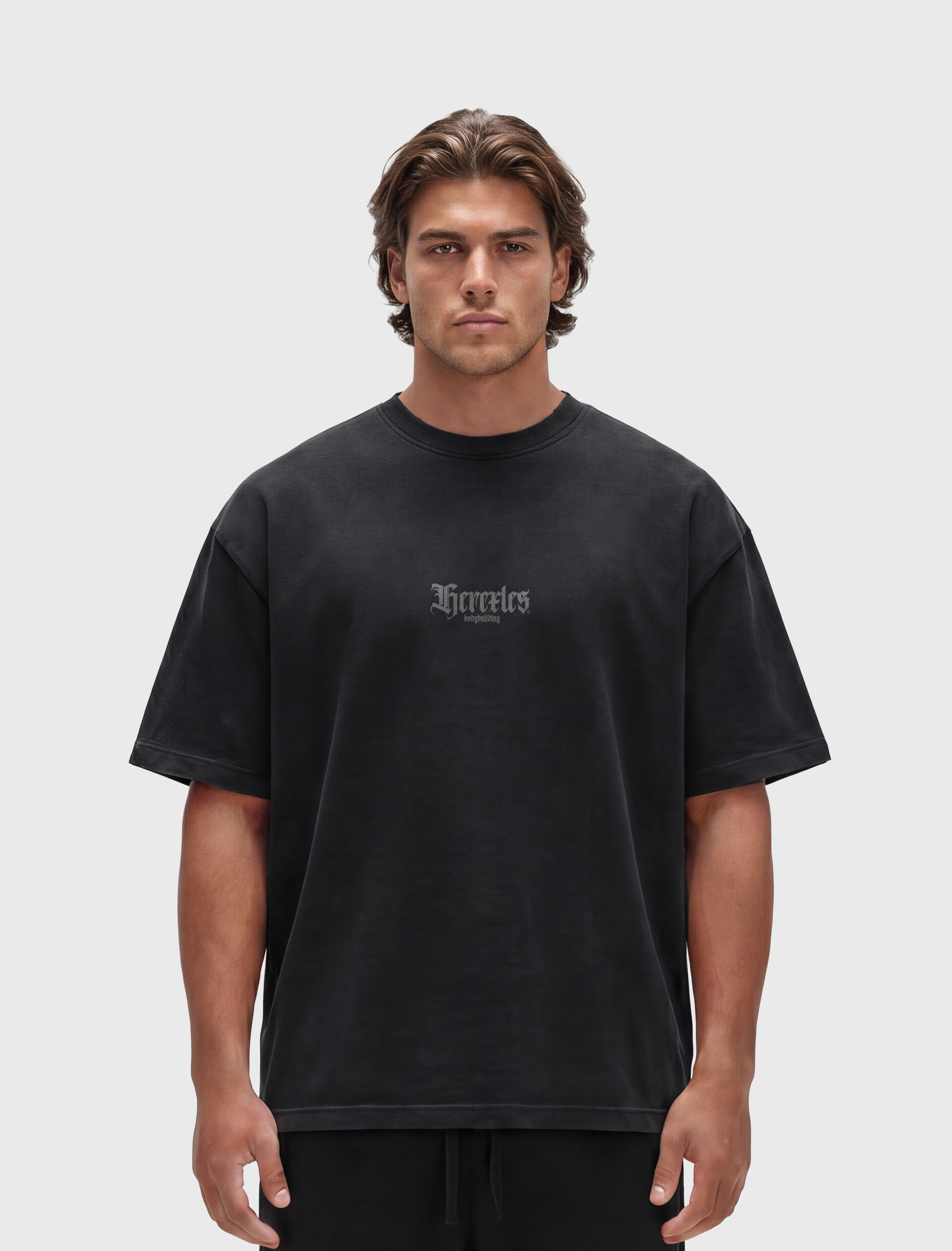 HERCXLES Bodybuilding Heavyweight T-shirt - Black model front